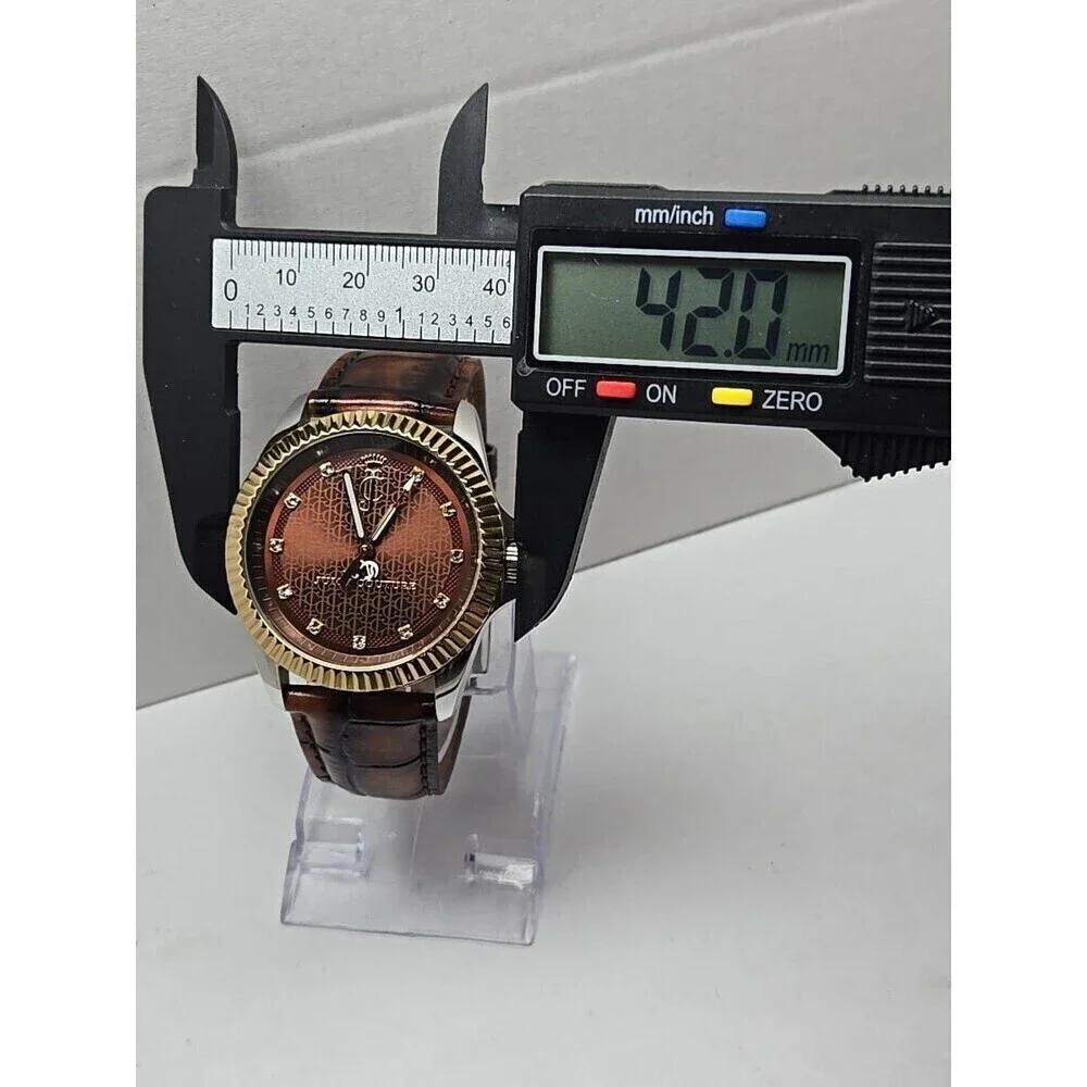 Juicy Couture Brown Dial Fluted Bezel Leather Strap Quartz Watch New Battery